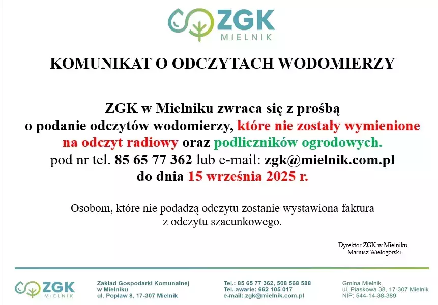 Zdjęcie do Prosimy o podanie odczyt&oacute;w wodomierzy, kt&oacute;re nie zostały wymienione na odczyt radiowy. 