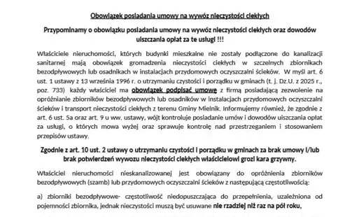 obowiązek posiadania umowy na wywóz nieczystości 