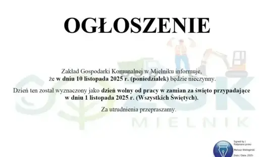 Dzień 10 listopada dniem wolnym od pracy 