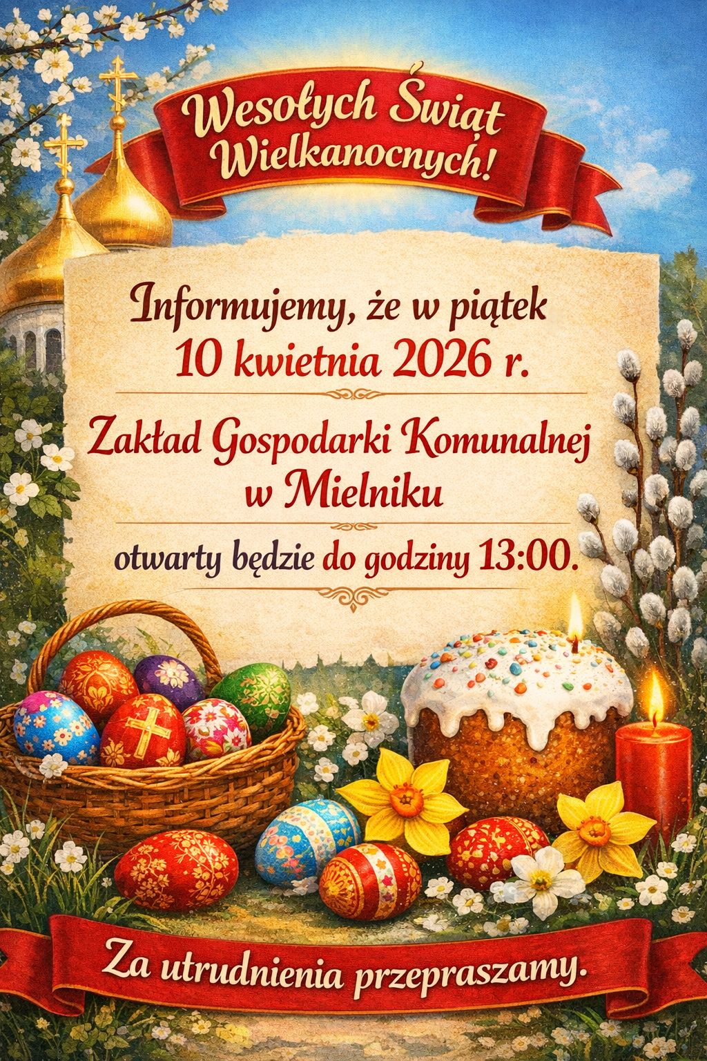 Zdjęcie do SKR&Oacute;CONE GODZINY PRACY W DNIU 10 KWIETNIA 2026 R. 